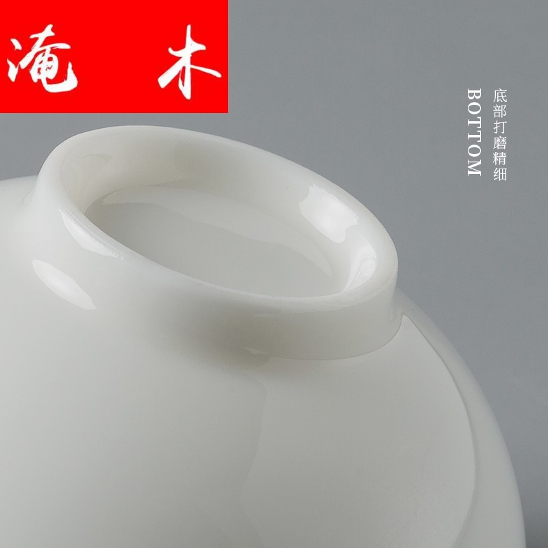 Submerged wood dehua white porcelain tureen large three to make tea cup bowl of kung fu tea sets manual suet jade porcelain tureen