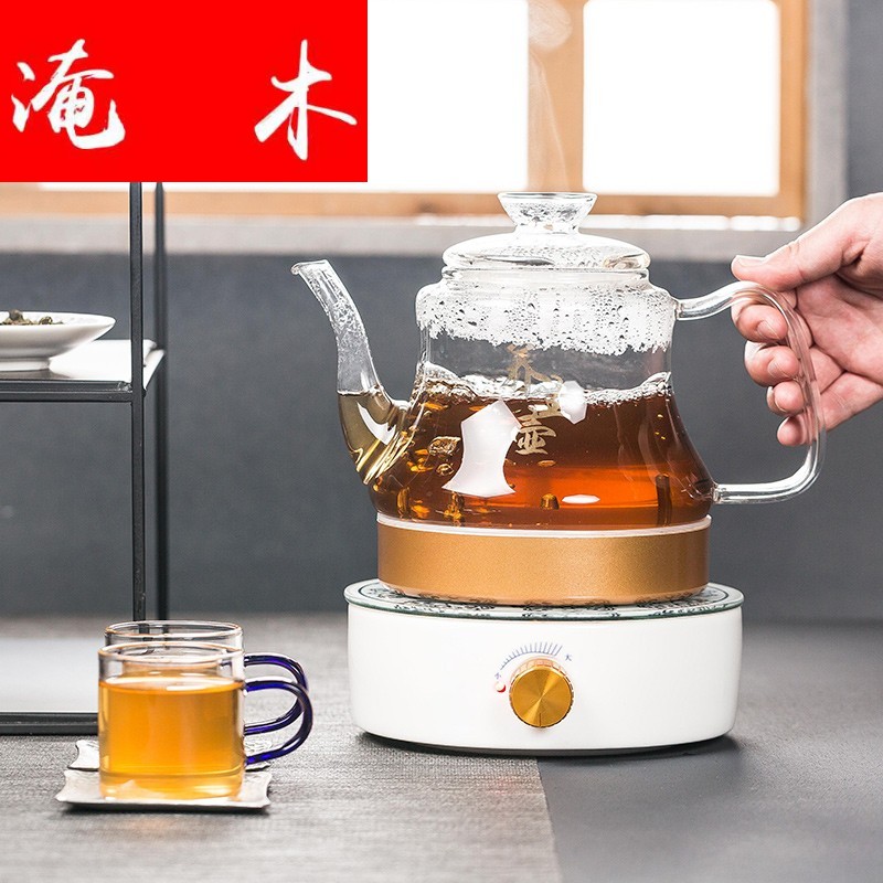 Flooded wood miniature boiling kettle ceramic black tea tea is tea set side to pot of warm tea, electrothermal TaoLu