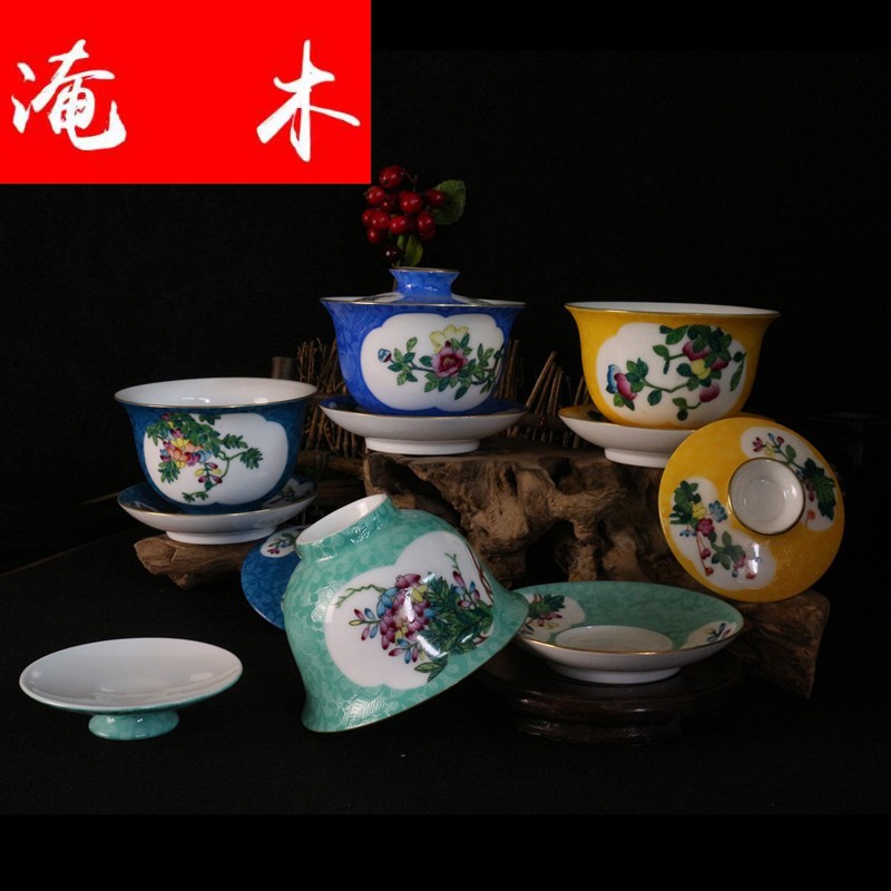 Submerged wood jingdezhen ceramic tea set, grilled spend rolling three to tureen antique tea worship cups porcelain products