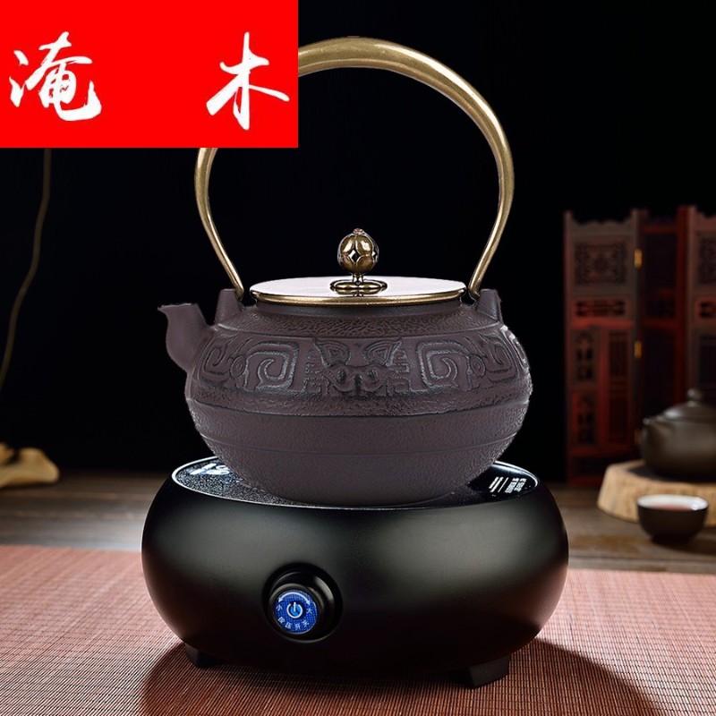 Flooded wooden craft brother iron pot of tea without coating pot of southern cooking big iron pot of iron electric kettle TaoLu tea sets