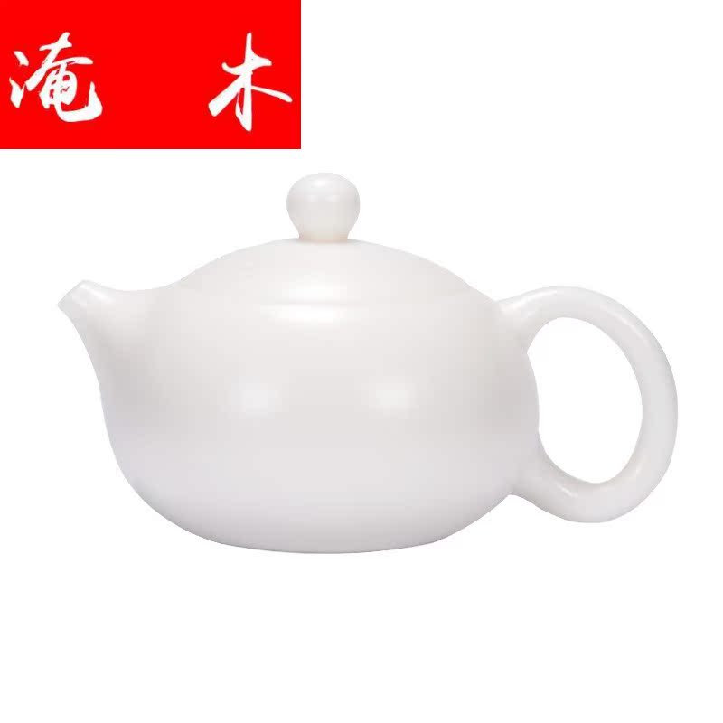 Submerged wood dehua suet jade biscuit firing white porcelain ceramic teapot xi shi POTS, manual small single home tea POTS