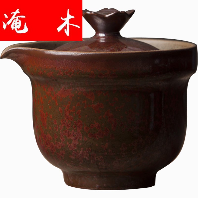 Submerged wood tea garden coarse pottery hand grasp pot tureen up ceramic kung fu tea pot large crack cup