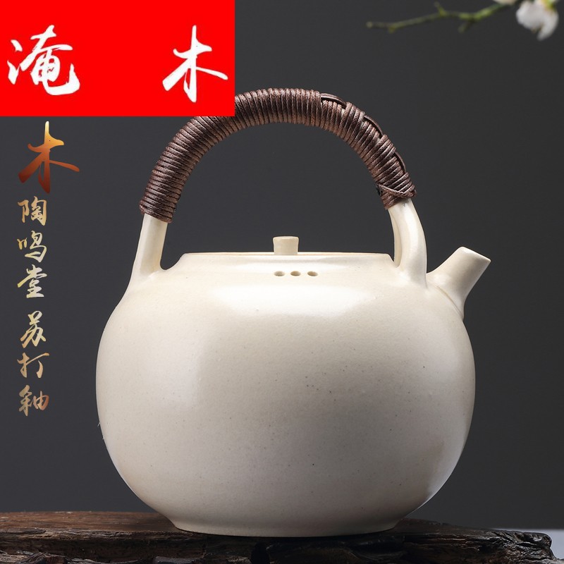 Submerged wood jingdezhen TaoMingTang tea pot of household ceramic pot of large girder ceramic POTS make tea kettle white clay
