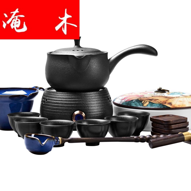 Flooded wood miniature boiling kettle ceramic black tea tea is tea set side to pot of warm tea, electrothermal TaoLu