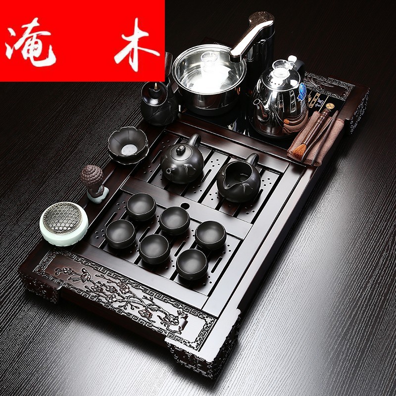 Submerged wood tea set ebony kung fu tea tray household spend pear wood, ceramics automatic one tea table