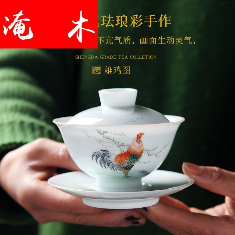 Submerged wood tureen ceramics jingdezhen porcelain hand - made kung fu tea bowl checking ceramic large three only