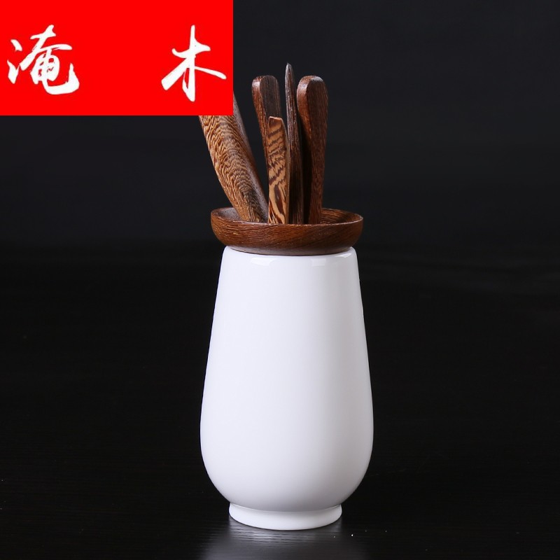 The Six gentleman wood dehua white porcelain tea kungfu tea sets accessories ebony wings wood tea spare parts