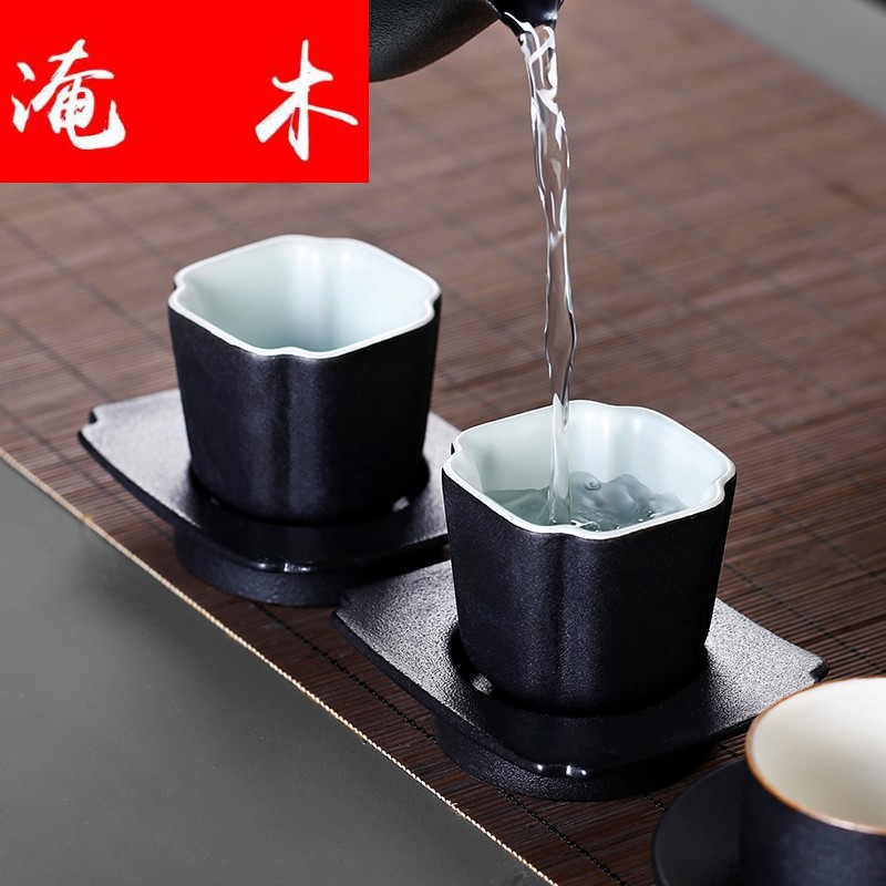 Submerged wood dehua coarse pottery cup mat single ceramic tea cup move cup sample tea cup household combination kung fu master