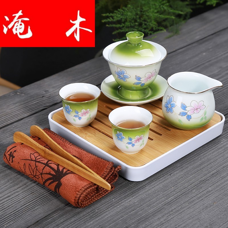 Submerged wood see colour ceramic tureen manual spray three large cup tea bowl to bowl of kung fu tea set home outfit