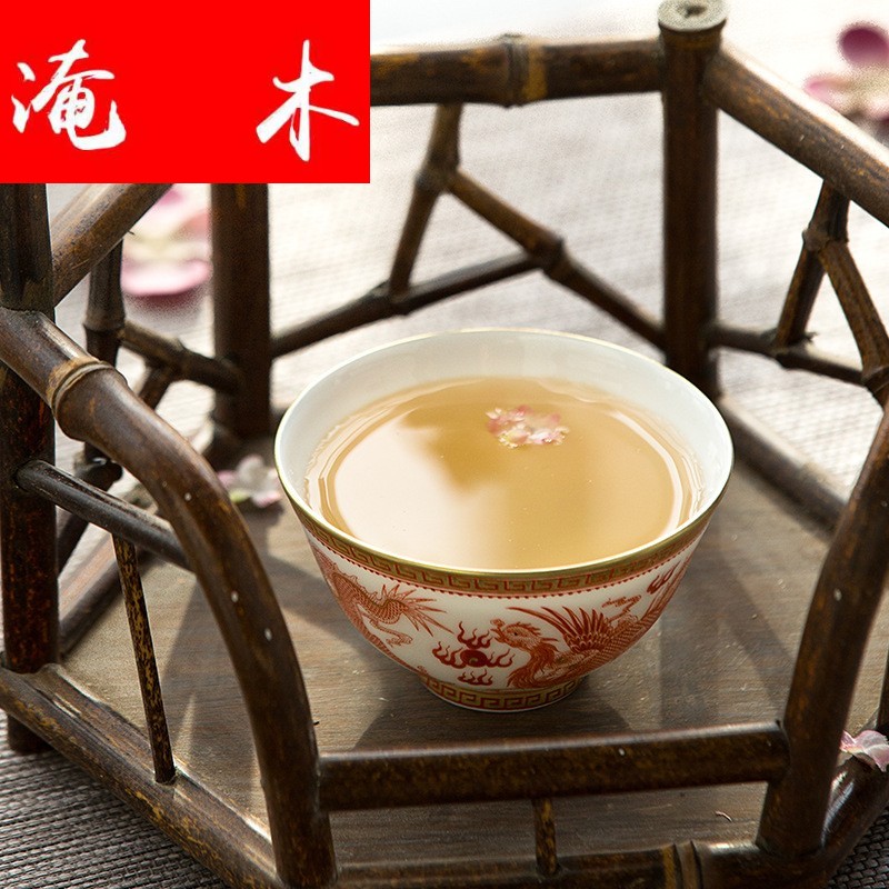 Submerged wood jingdezhen ceramic tea set hand - made longfeng cup gold sample tea cup master cup single cup bowl can be set