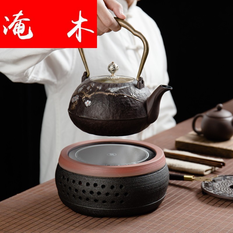 Flooded wooden household cast iron teapot electric burn blisters TaoLu kettle boiling tea ware ceramic tea set of girder pot