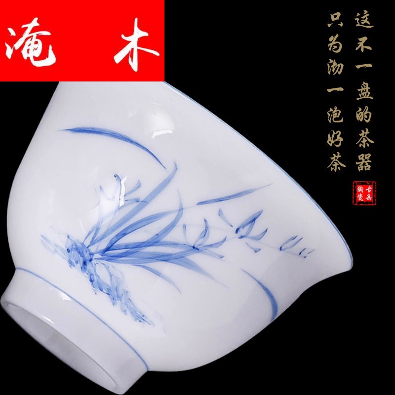 Submerged wood hand - made white porcelain tureen blue - and - white bowl three to ceramic cup kung fu large cup of household mercifully thin body