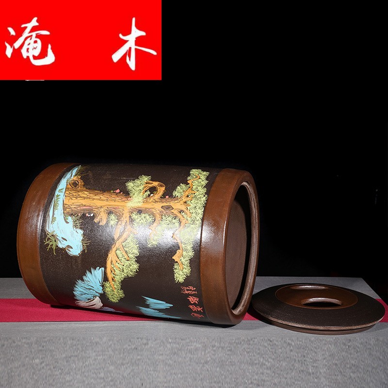 Submerged wood violet yixing purple sand tea pot king tea cake coarse pottery store receives puer tea cake box