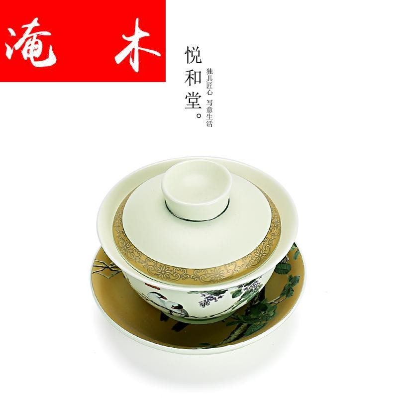 Flooded jingdezhen wood powder enamel tureen large ceramic kung fu tea tea for only three bowl to bowl teapot tea