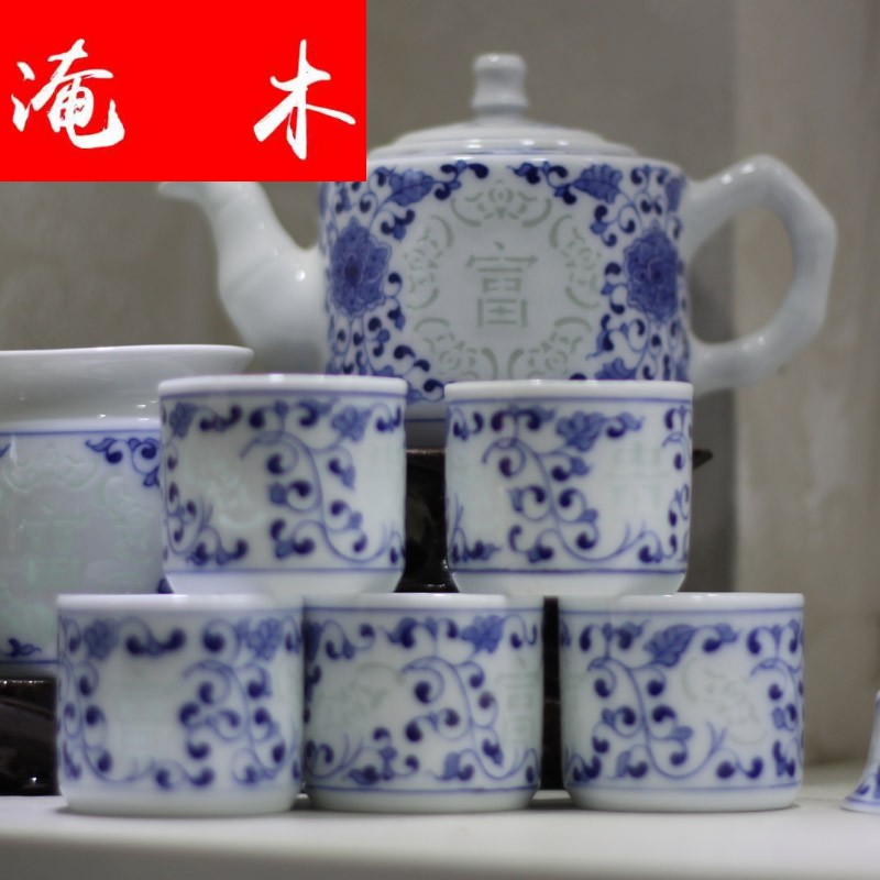 Submerged wood all hand - made porcelain lingling kung fu tea sets suit high - end gift box porcelain jingdezhen all hands