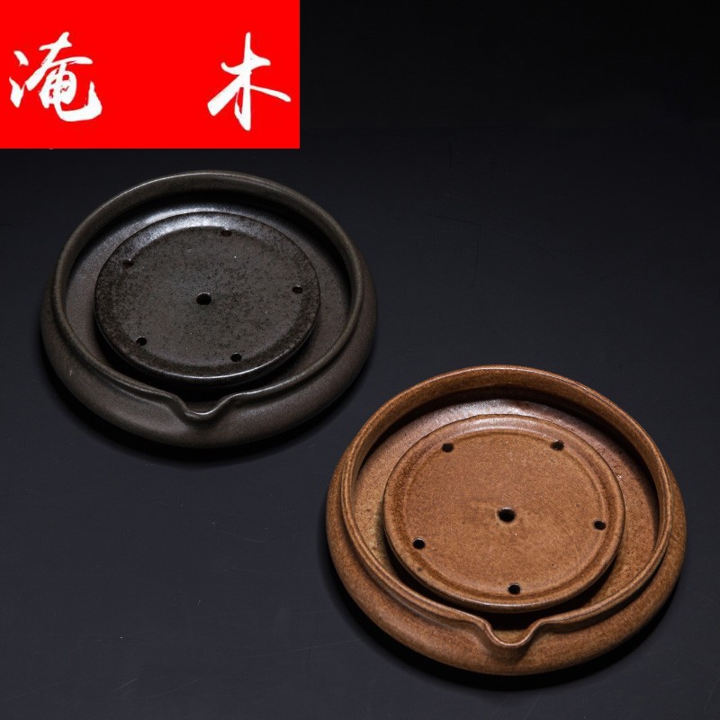 Submerged wood ling Ming jia manual pot bearing are it a cup mat imitation bronze cup thick desk tray TaoGan mercifully tea tray tea set