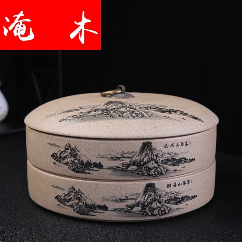 Submerged wood puer tea cake ceramic tea pot store tea box of multilayer large store receives seven best cake store content box