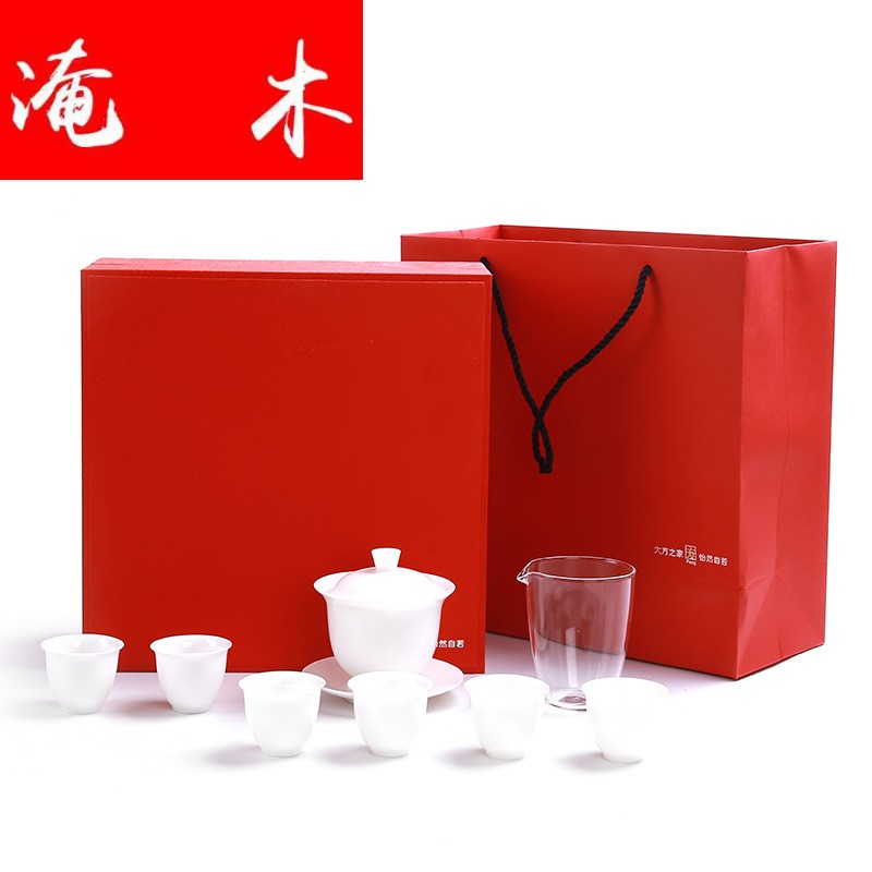 Submerged wood. China tureen white jade porcelain tea set of ceramic tea set gift set logo