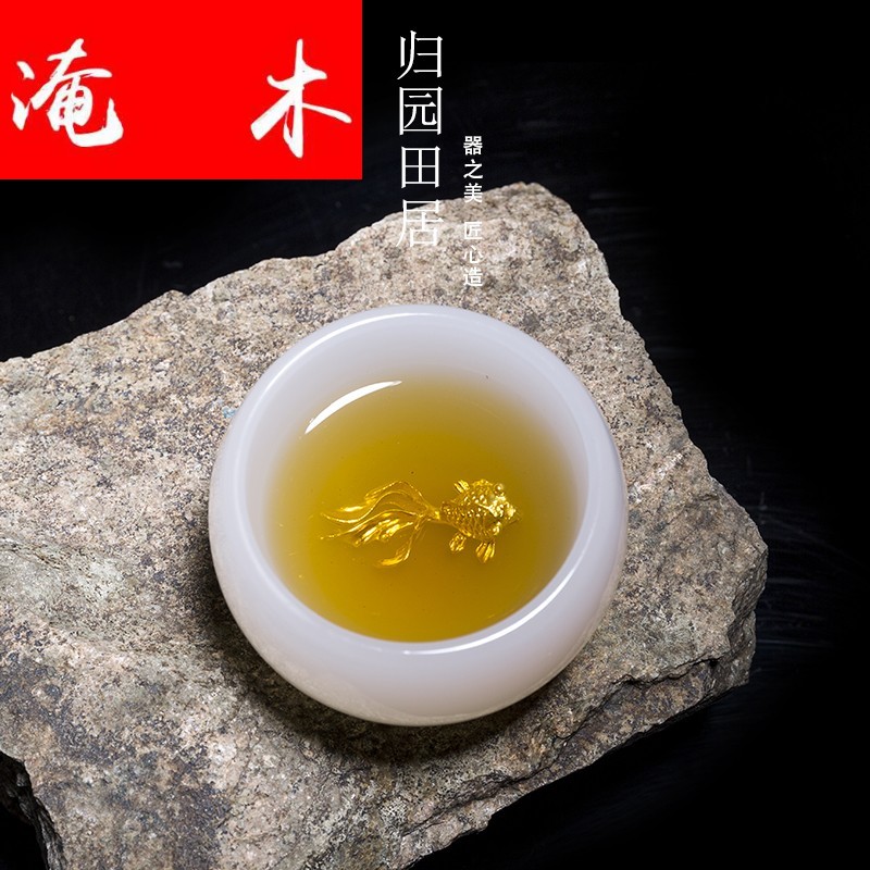Submerged wood, jade cup cup single cup fat white jade porcelain hand sample tea cup individual cup of kung fu tea tea set, Lord