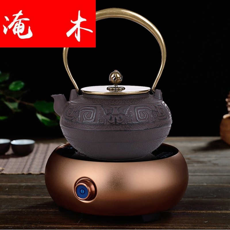 Flooded wooden craft brother iron pot of tea without coating pot of southern cooking big iron pot of iron electric kettle TaoLu tea sets