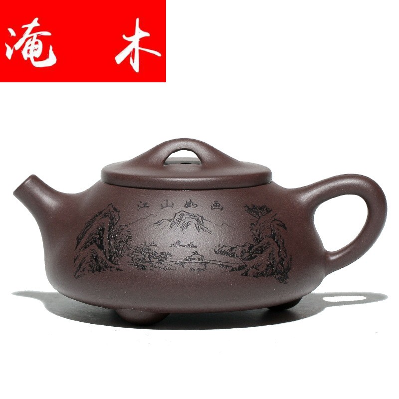 Submerged wood ladle zisha teapot yixing undressed ore famous purple clay manual it tea set