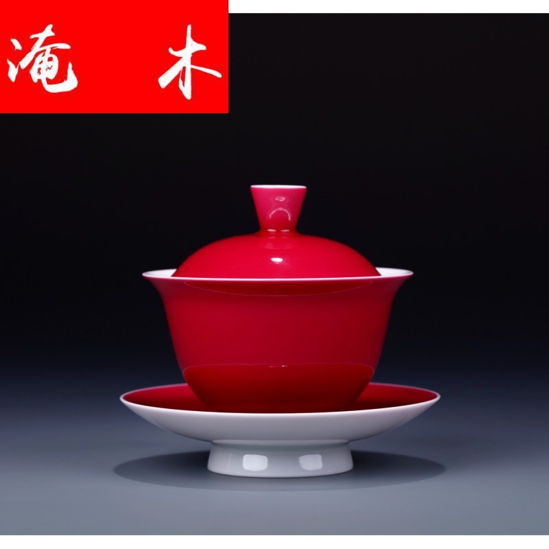 Water flooded wood jingdezhen manual powder enamel rouge tureen set of product a cup of tea tea bowl sample tea cup