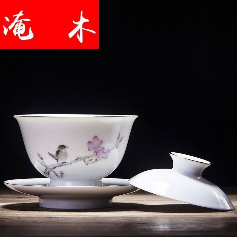 Flooded wooden bird all hand made enamel orchid only three high tureen jingdezhen ceramics craft kung fu tea tea cup