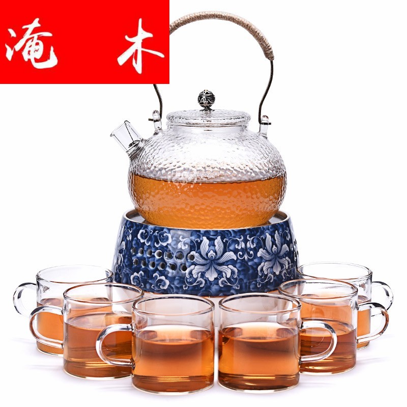 Submerged wood more heat resistant glass teapot the boiled tea, the electric TaoLu suit household black crystal plate electric TaoLu boil tea