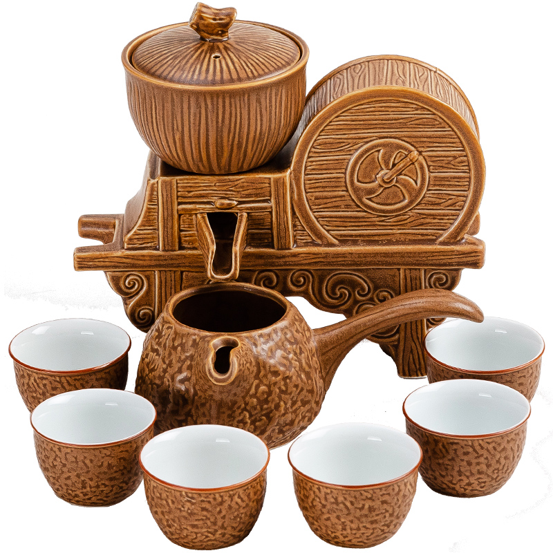 NiuRen semi automatic kung fu tea set home office creative teapot teacup ceramic lazy people make tea