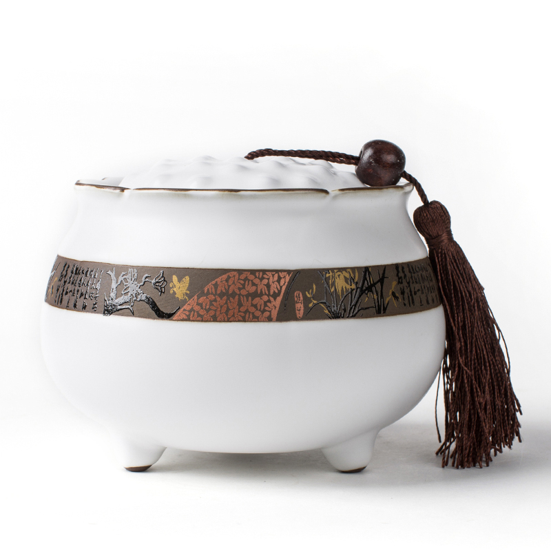 NiuRen ceramic tea pot large elder brother up on seal pot home moisture stored tea box of pu - erh tea POTS