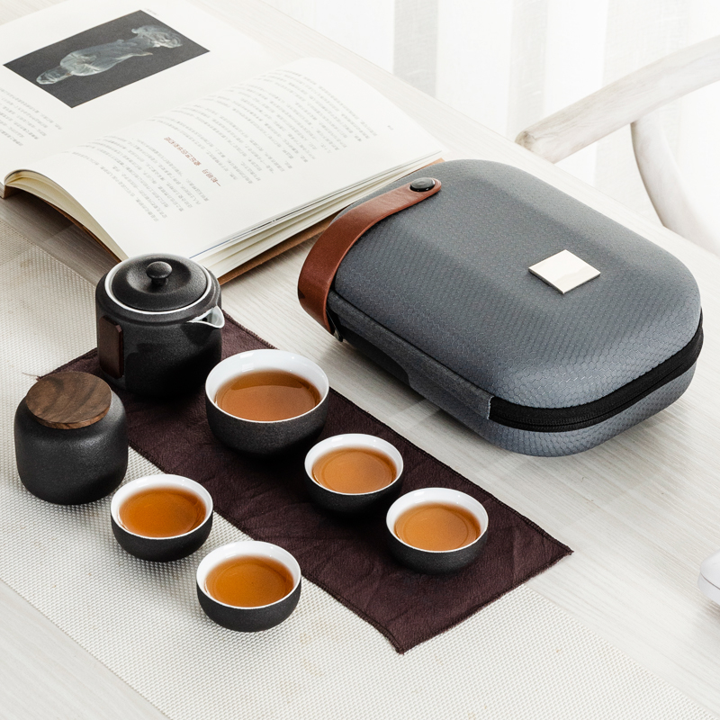 NiuRen is suing travel tea set suit portable bag, black pottery crack cup with the teapot tea cup custom logo