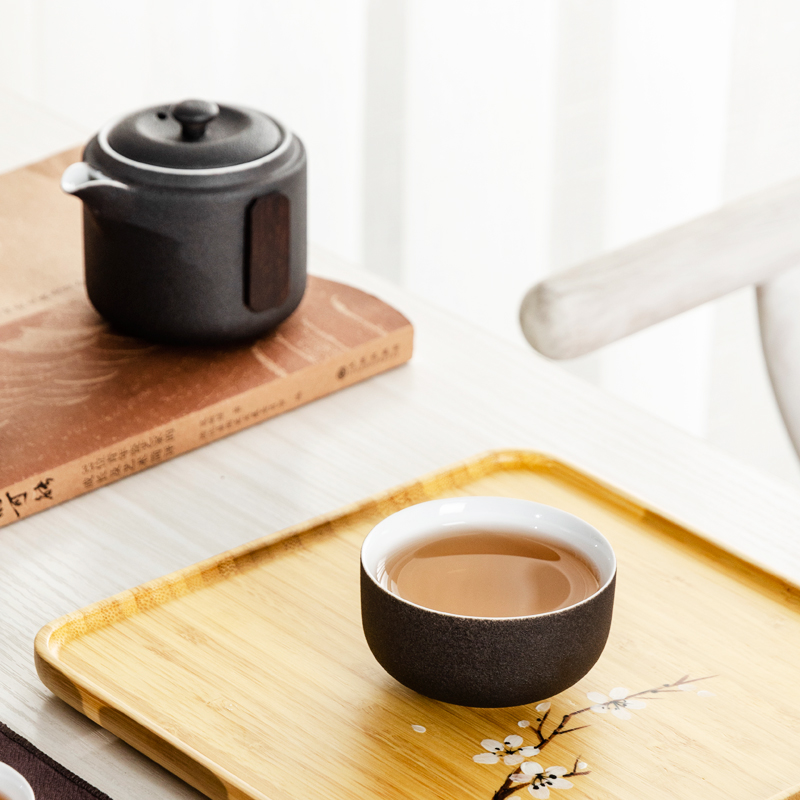 NiuRen is suing travel tea set suit portable bag, black pottery crack cup with the teapot tea cup custom logo
