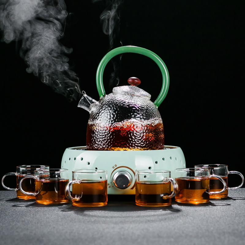 NiuRen more heat resistant glass tea set suit household teapot teacup the boiled tea, the electric TaoLu pu 'er tea steamer