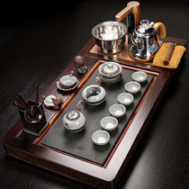 Bulljen Black Sandalwood Tea Tray Ujinshi Tea Table Purple Sand Ceramic Kongfu Tea Kit Home Fully Automatic Induction Cookware