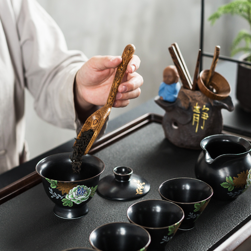 NiuRen ceramic coarse pottery ebony wings wood six gentleman kung fu tea tea tea tray, tea art furnishing articles tea accessories