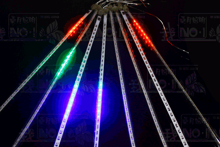 30cm8只迷你套装led彩灯流星灯管110-220v树灯庭院防水橱窗装饰灯