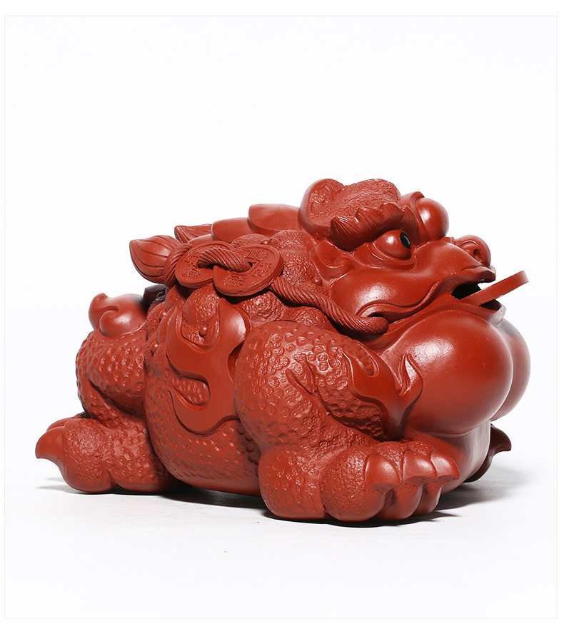 茶宠可养 紫砂招财龙蟾雕塑摆件精品全手工茶玩茶具茶道三足金蟾