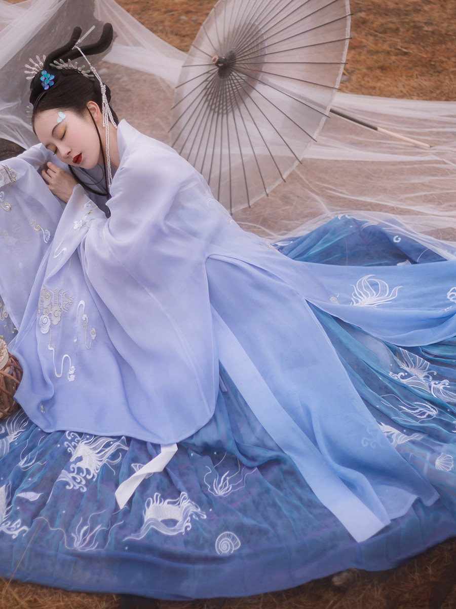 钟灵记龙女齐胸襦裙汉服配广袖大袖衫唐制外套披帛仙气国风春秋夏