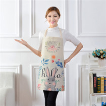 Korean linen art apron Anti-oil cleaning apron Kitchen home work clothes Cute cartoon sleeveless apron