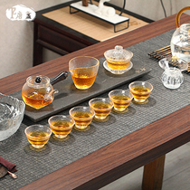 Glass tea set Japanese kung fu tea cup simple transparent office with small set of tea tray bubble red teapot home