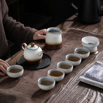 Tangzhan Ceramic Kung Fu Tea Set Tough Pottery Japanese Home New Chinese Zen Simple Tea Tea Set