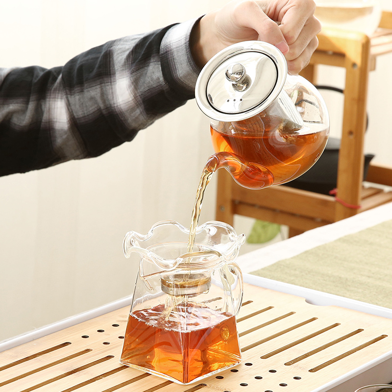 European style glass tea set kung fu tea high - temperature household contracted teapot transparent ceramic cups