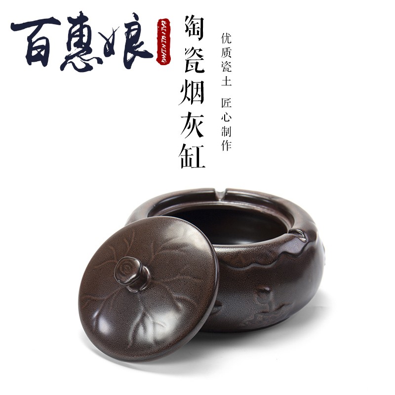 (niang creative ceramics with cover the ashtray home tea tea zero furnishing articles large ashtray with move trend