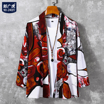 Fat open-shirt gown ancient man-made Chinese style summer long sleeves and retro big yard man-shirt male shirt