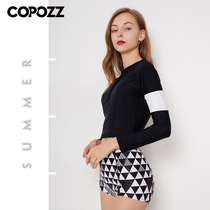 COPOZZ swimsuit women's two-piece triangle sexy high waist long-sleeved sunscreen conservative hot spring