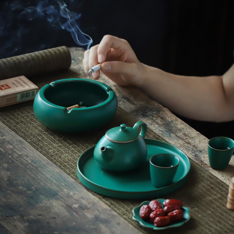 ShangYan ceramic ashtray large retro household contracted tea accessories creative ashtray custom office