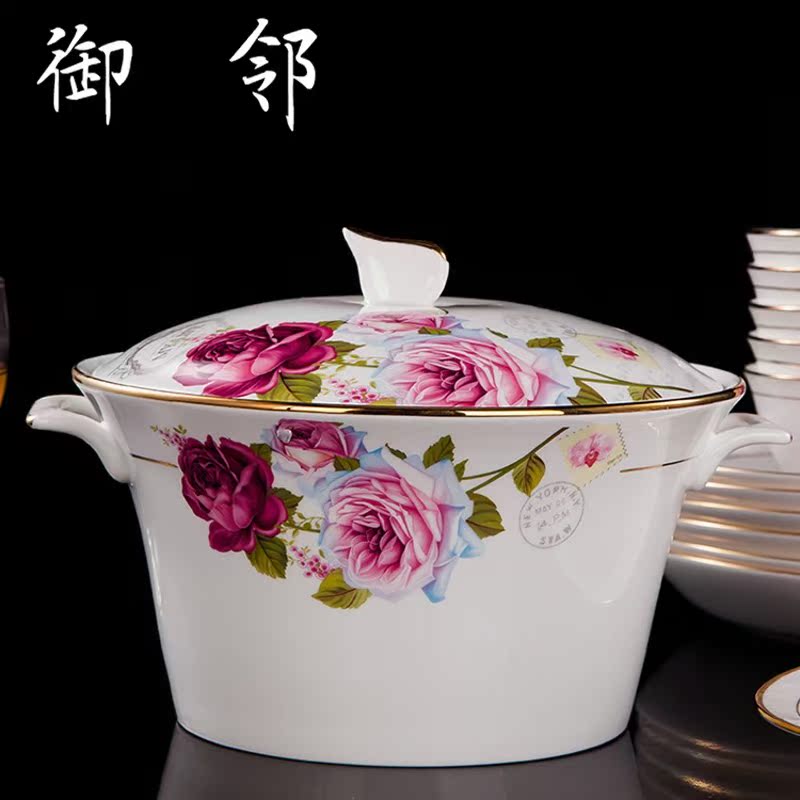 Propagated jingdezhen Chinese manual paint cutlery set bowl chopsticks combination of wedding gift set