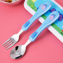 Japan Tai Fu Gao pig page cartoon tableware 316 stainless steel Childrens fork spoon children cute training chopsticks