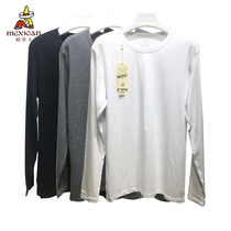 Scarecrow Male Thin V-neck Crewneck Single-piece Modal Cotton Solid Color Long Long Sleeve T-shirt base shirt Top 89727