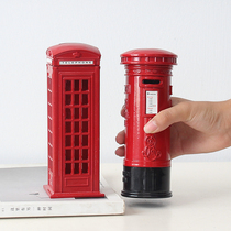 British telephone box Pox Piggy Bank orname retro ir